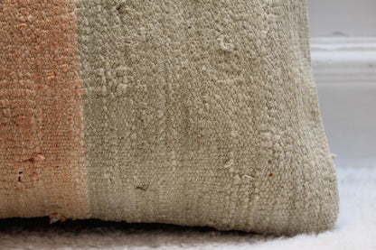 Striped Kilim Pillow Cover: Handmade Vintage Woven Wool, 16x16 inch