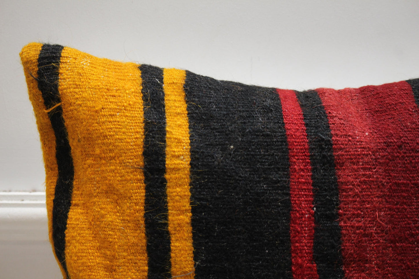 Handmade Striped Kilim Pillow Cover: Upcycled Woven Rug, 16x16 inch