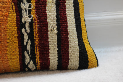 Handmade Kilim Pillow Cover: 16x16 Square Turkish Woven Rug