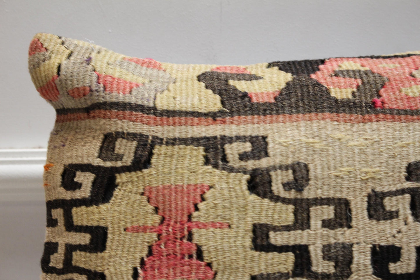 Vintage Kilim Pillow Cover: 16x16 Inch Handmade Wool Throw Cushion