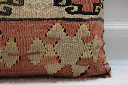 Vintage Kilim Pillow Cover: 16x16 Inch Handmade Wool Throw Cushion