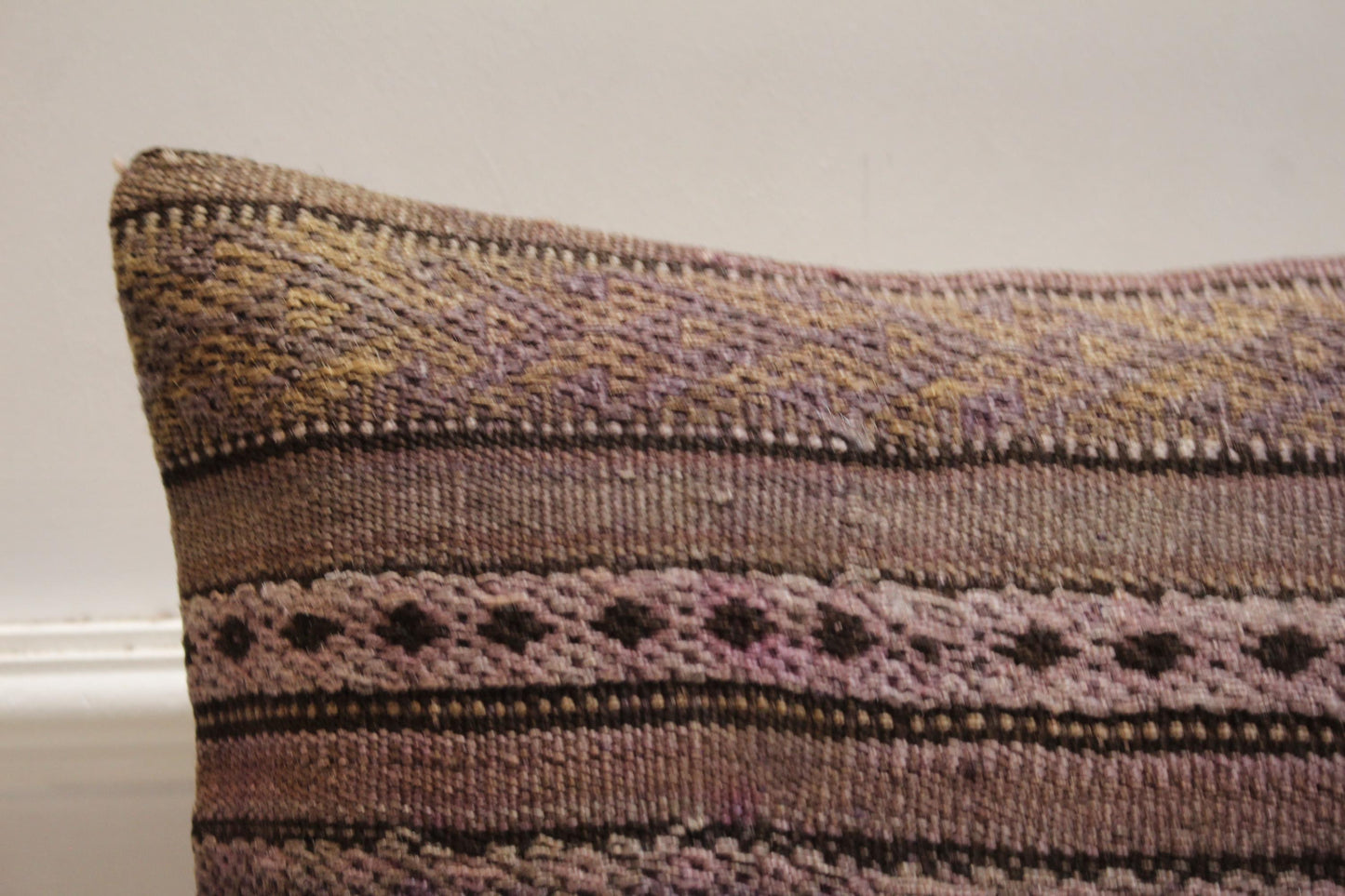 Geometric Kilim Pillow Cover: Handmade Turkish Woven Rug, 16x16 inch