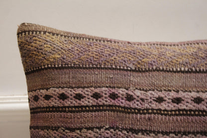 Geometric Kilim Pillow Cover: Handmade Turkish Woven Rug, 16x16 inch