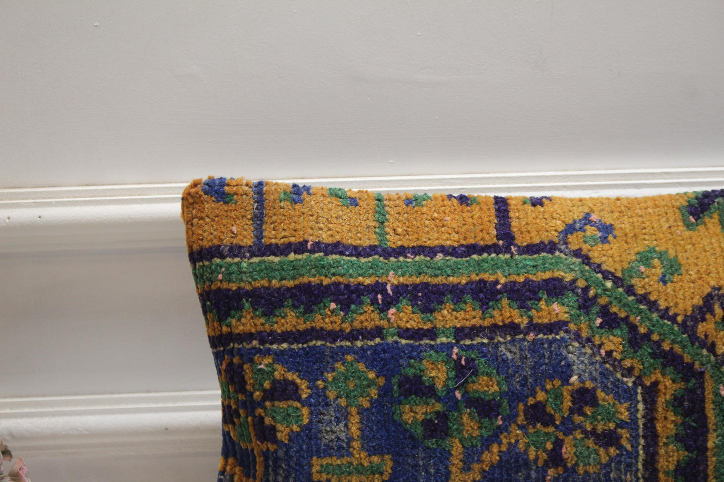 Handmade Turkish Rug Pillow Cover: Vintage Kilim Lumbar Pillow, 12x20 inch