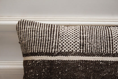 Handmade Turkish Kilim Pillow Cover: Organic Wool Lumbar Pillow (12x20 in)