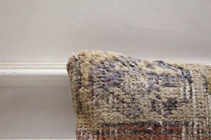 Beige Vintage Turkish Rug Lumbar Pillow Cover (12x20 in)