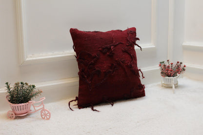 Handmade Red Kilim Pillow Cover: Boho Woven Rug, 16x16 inch