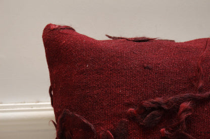 Handmade Red Kilim Pillow Cover: Boho Woven Rug, 16x16 inch