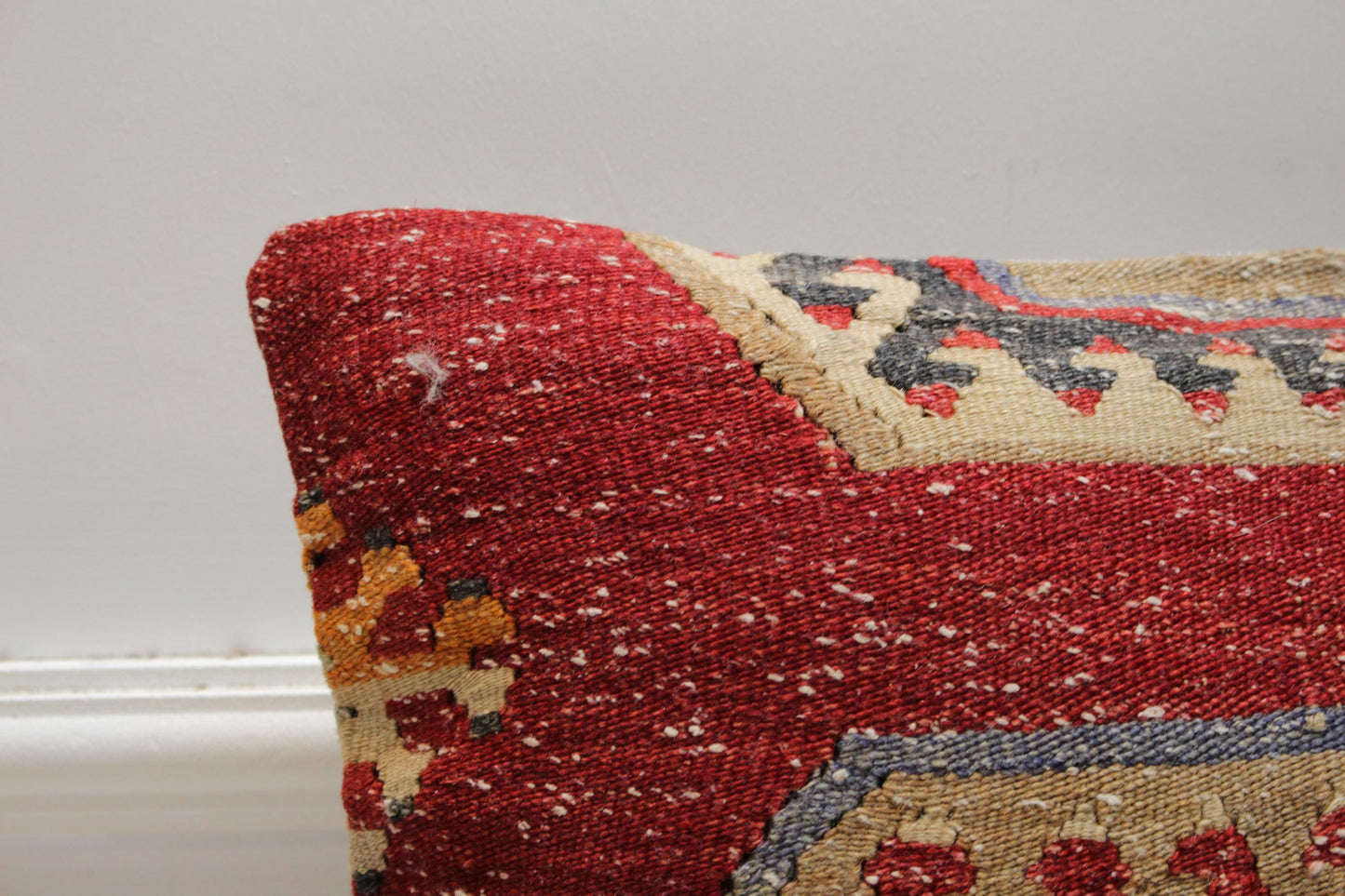 Handmade Kilim Pillow Cover: Ethnic Woven Rug, 16x16 inch