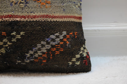 Handmade Kilim Pillow Cover: 16x16 Square, Organic Wool Throw Pillow