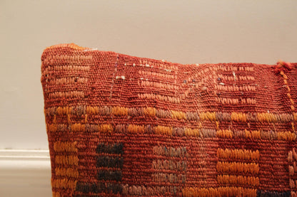 Geometric Kilim Pillow Cover: Handmade Upcycled Woven Rug, 16x16 inch