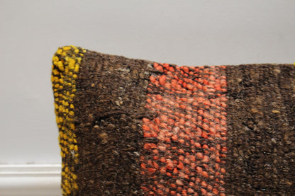 Handmade Kilim Pillow Cover: Square Rainbow Woven Rug, 16x16 inch