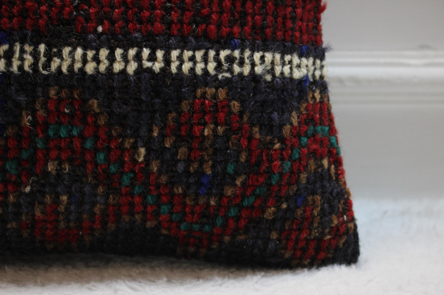 Handmade Turkish Kilim Pillow Cover: Ethnic Rainbow Rug Pillow (16x16 in)