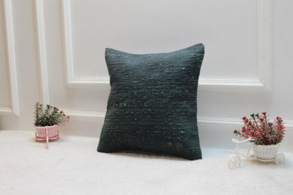 Green Vintage Kilim Pillow Cover: Handmade Wool, 16x16 inch