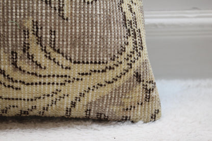 Vintage Turkish Rug Pillow Cover: 16x16 Square Wool Kilim