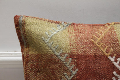 Handmade Square Kilim Pillow Cover: Organic Wool Throw Pillow (16x16 in)