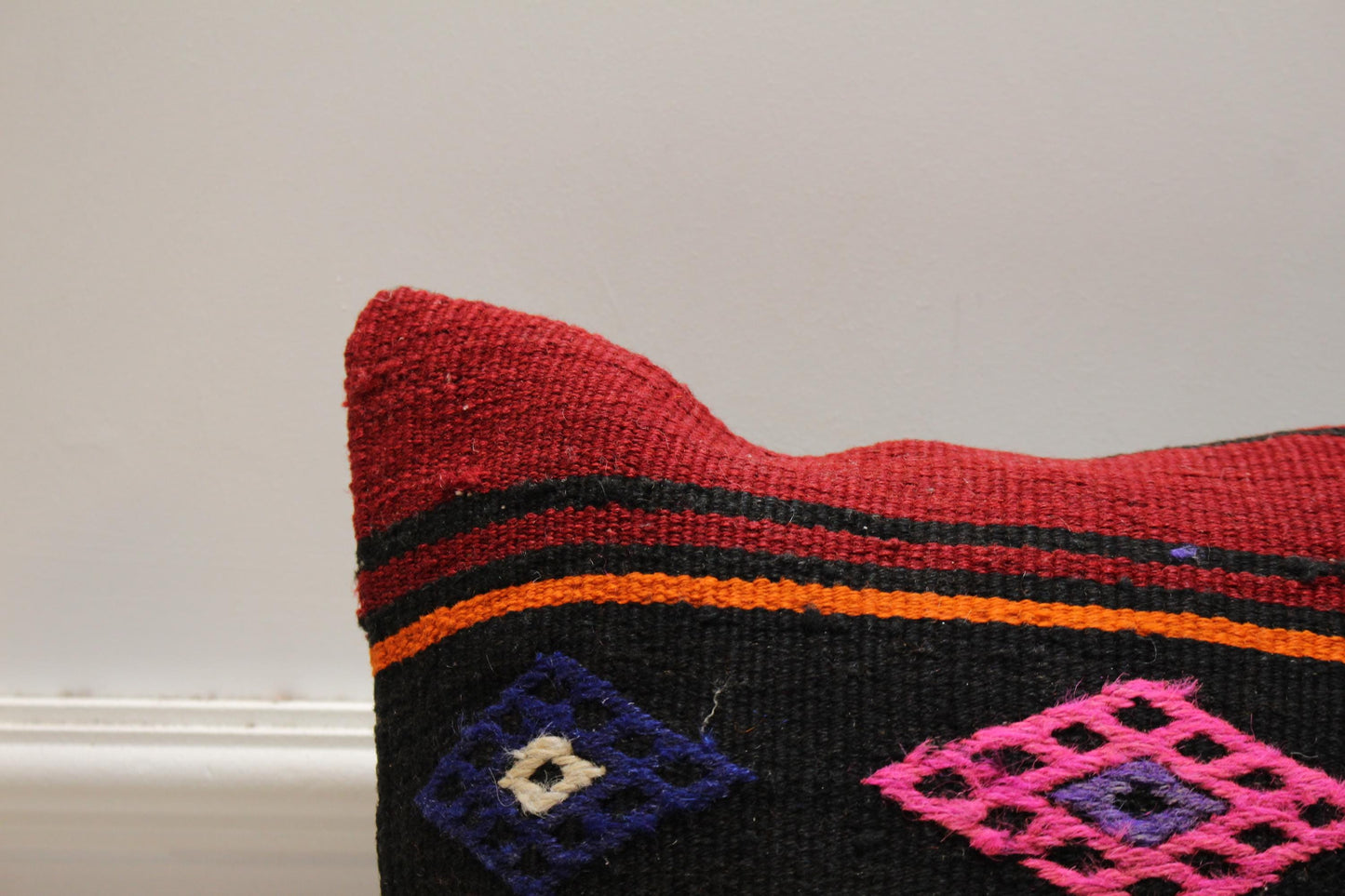 Rainbow Kilim Pillow Cover: Vintage Organic Wool, 16x16 inch