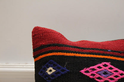 Rainbow Kilim Pillow Cover: Vintage Organic Wool, 16x16 inch
