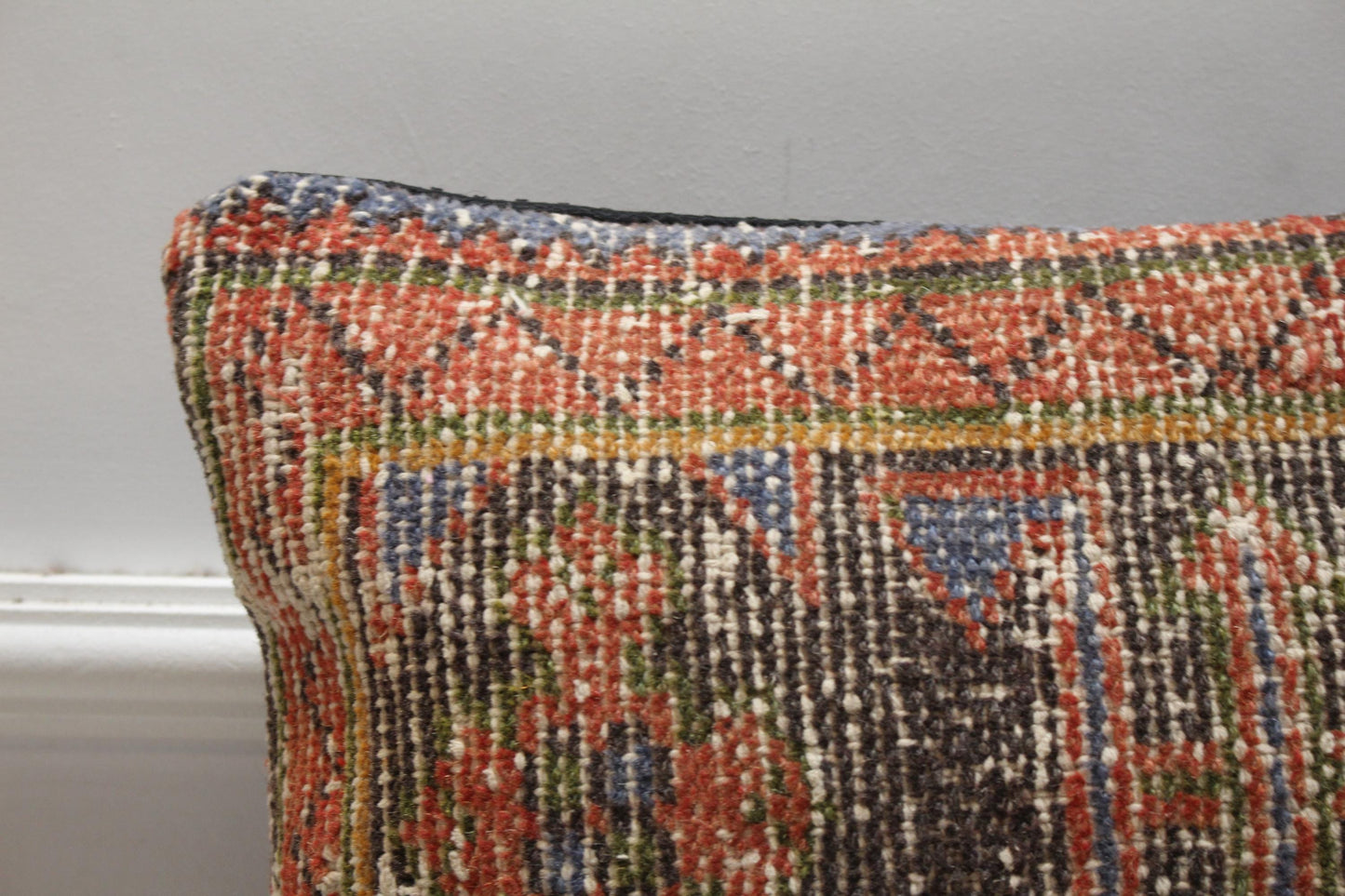 Rainbow Kilim Pillow Cover: Vintage Turkish Rug, 16x16 Square