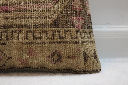 Handmade Brown Kilim Pillow Cover: Boho Home Decor (16x16 inc)