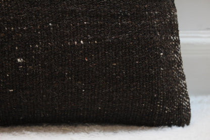 Handmade Kilim Pillow Cover: Upcycled Woven Rug, Brown (16x16 in)