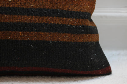 Handmade Kilim Pillow Cover: Vintage Ethnic Wool Cushion (16x16 inch)