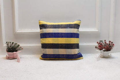 Handmade Turkish Kilim Pillow Cover: 16x16 Bohemian Home Decor
