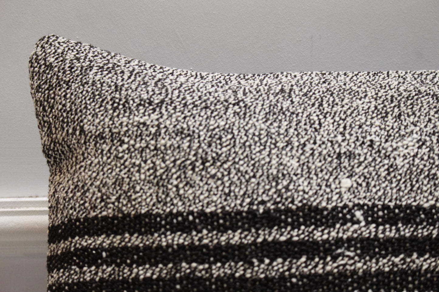 Striped Kilim Pillow Cover: Vintage Organic Wool Throw Pillow (16x16 in)