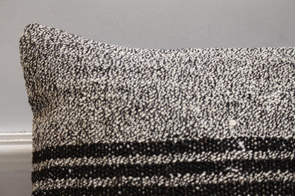 Striped Kilim Pillow Cover: Vintage Organic Wool Throw Pillow (16x16 in)
