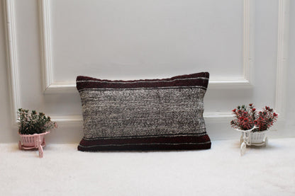 Handmade Kilim Pillow Cover: Upcycled Woven Rug, 12x20 Lumbar