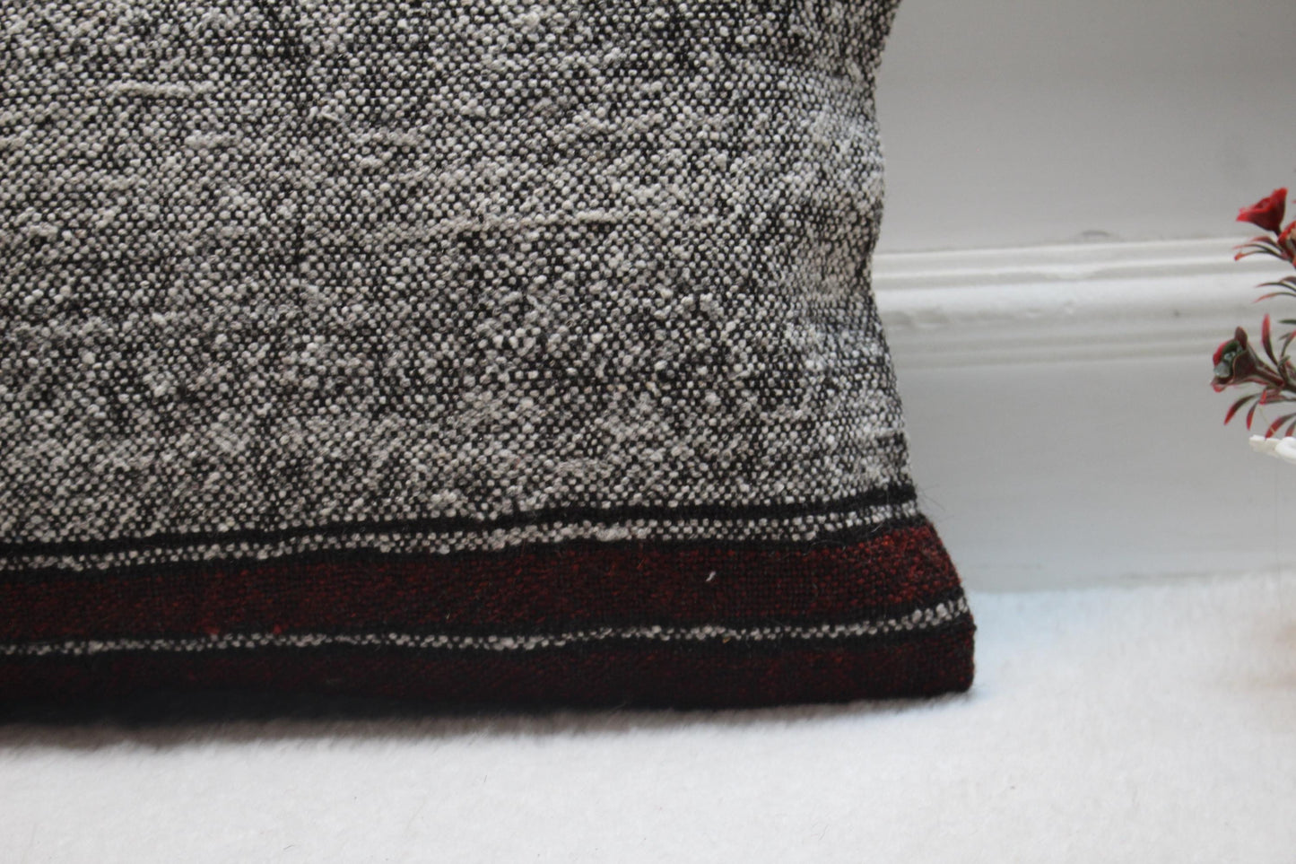 Handmade Kilim Pillow Cover: Upcycled Woven Rug, 12x20 Lumbar
