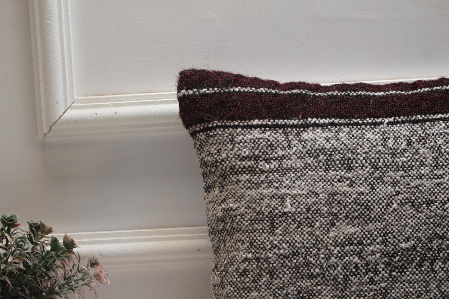 Handmade Kilim Pillow Cover: Upcycled Woven Rug, 12x20 Lumbar