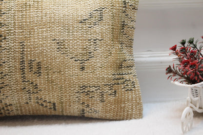 Handmade Kilim Lumbar Pillow Cover: Upcycled Wool Rug, 12x20 inch