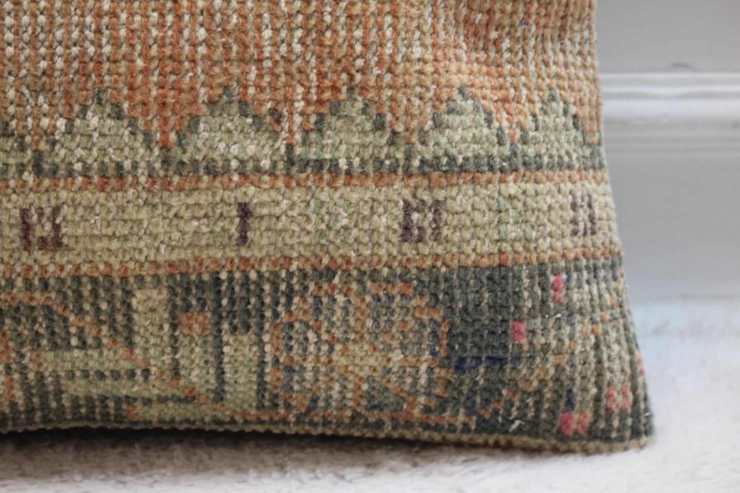Handmade Kilim Pillow Cover: Upcycled Turkish Rug, Rainbow (16X16 inc.)
