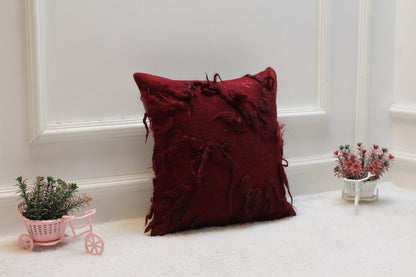 Handmade Turkish Rug Pillow Cover: Upcycled Wool, Bohemian Decor (16x16 in)