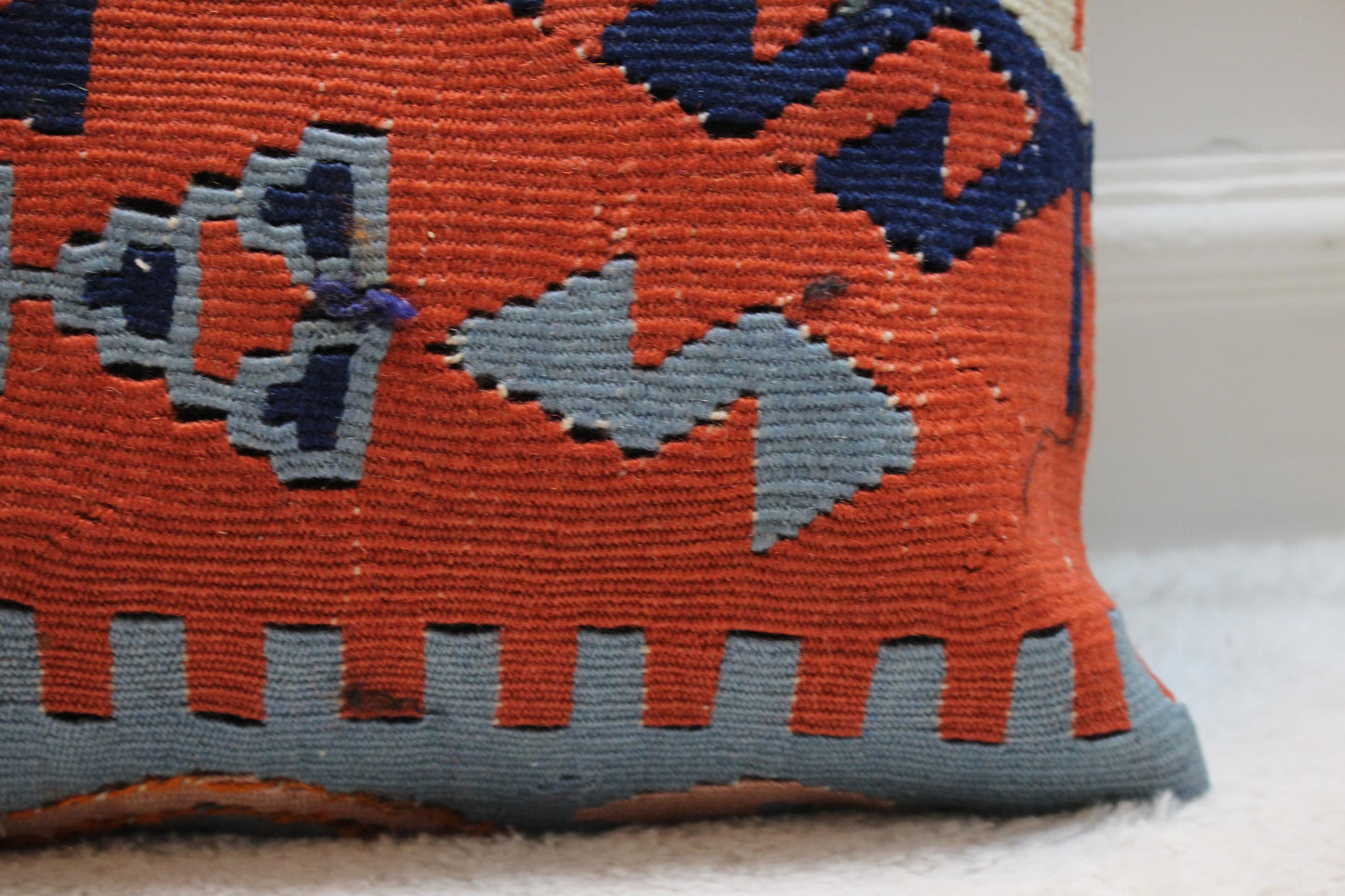 Handmade Turkish Rug Pillow Cover: Upcycled Kilim, Bohemian Decor (16x16 inch)