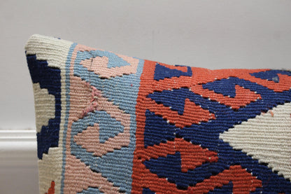 Handmade Turkish Rug Pillow Cover: Upcycled Kilim, Bohemian Decor (16x16 inch)