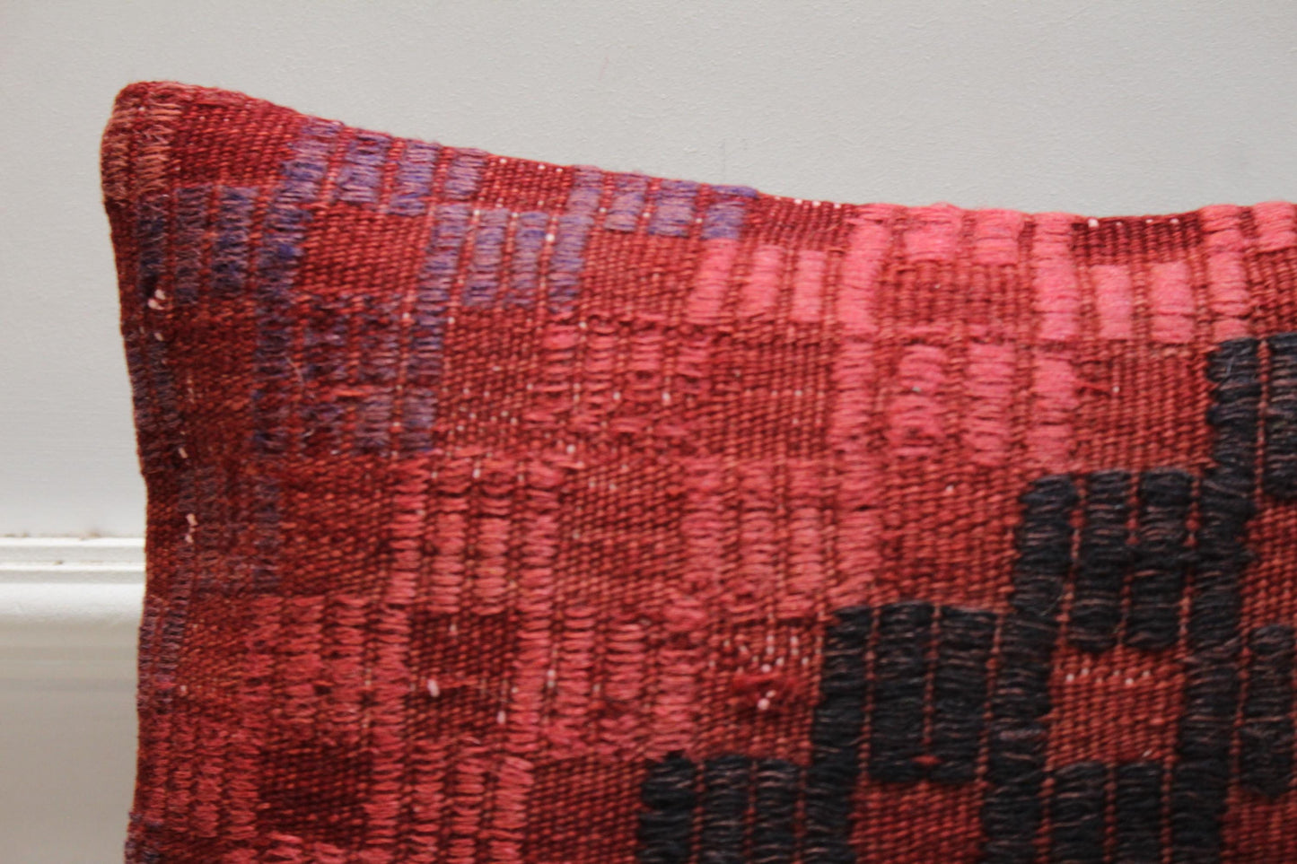 Handmade Kilim Pillow Cover: Upcycled Turkish Wool, 16x16 inch