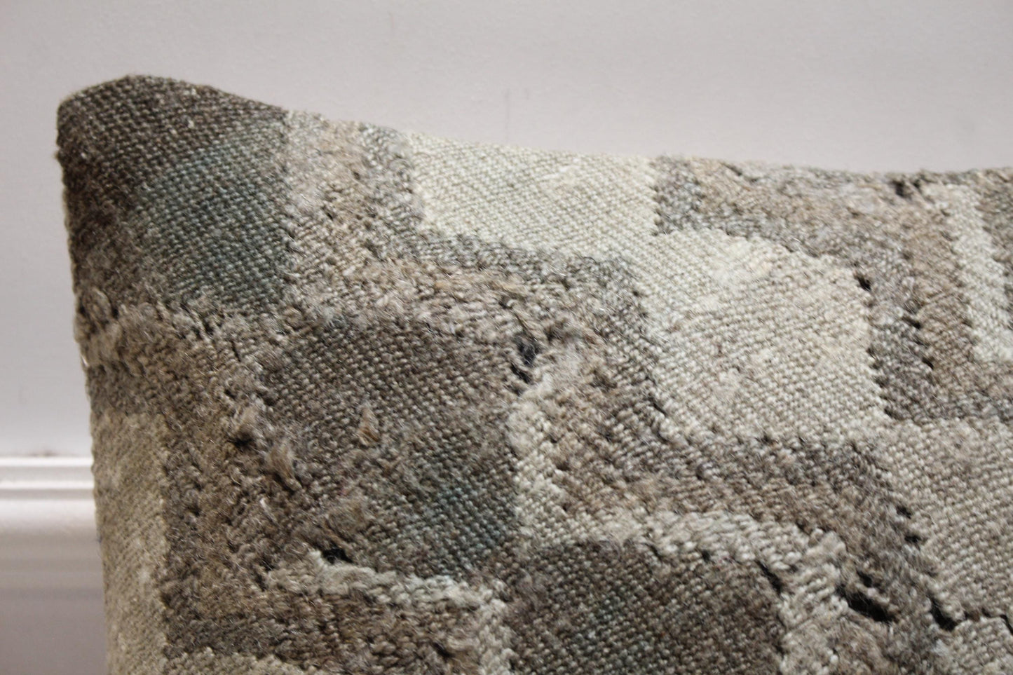 Geometric Kilim Pillow Cover: Organic Wool, Beige Brown (16x16 inch)