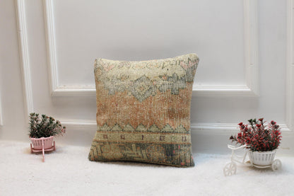 Handmade Kilim Pillow Cover: Upcycled Turkish Rug, Rainbow (16X16 inc.)