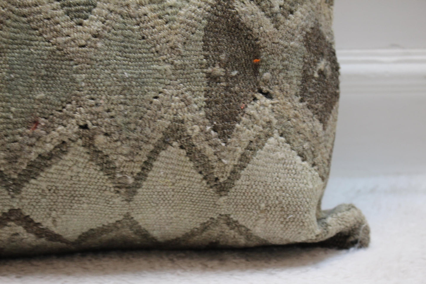 Handmade Kilim Pillow Cover: Geometric Woven Wool, 16x16