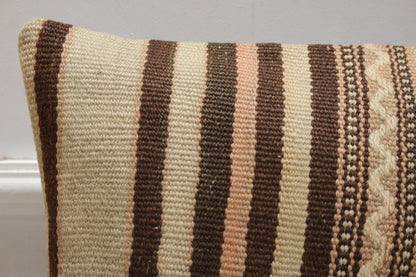 Vintage Kilim Pillow Cover: 16x16 Organic Wool Throw Pillow