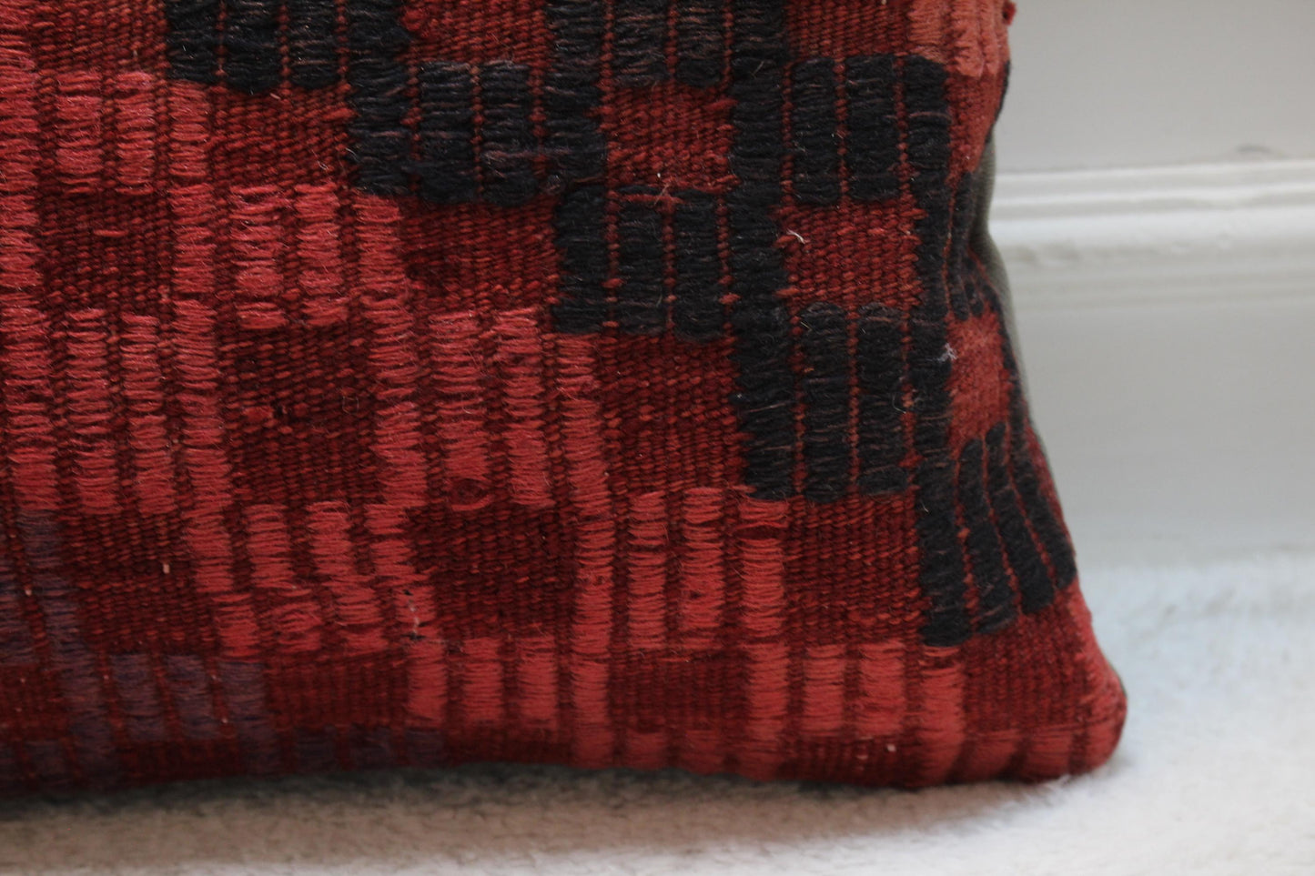 Handmade Kilim Pillow Cover: Upcycled Turkish Wool, 16x16 inch