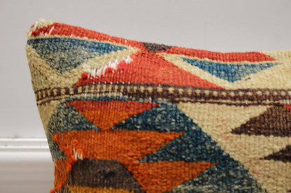 Vintage Turkish Rug Pillow Cover: 16x16 Rainbow Kilim Pillow