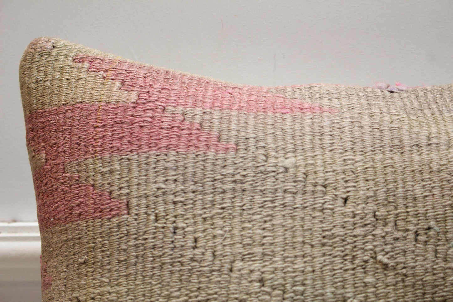 Handmade Geometric Kilim Pillow Cover: Turkish Woven Wool, 16x16 inch