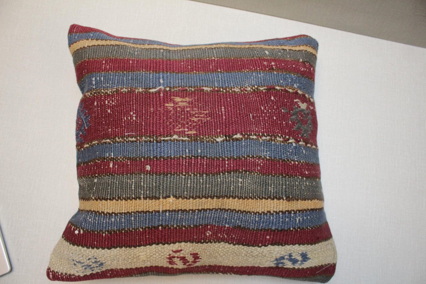 Handwoven Kilim Pillow Cover: Upcycled Wool, Boho Home Decor