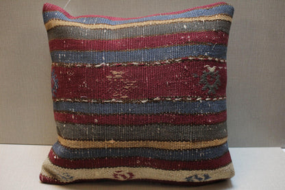 Handwoven Kilim Pillow Cover: Upcycled Wool, Boho Home Decor