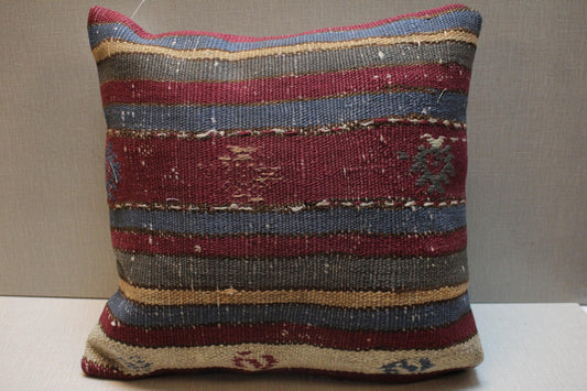 Handwoven Kilim Pillow Cover: Upcycled Wool, Boho Home Decor