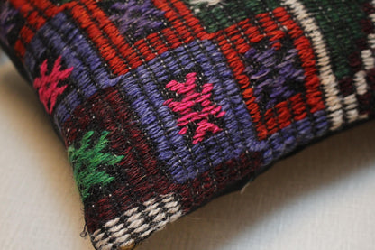 Handwoven Turkish Kilim Pillow Cover: Bohemian Home Decor, 12x12