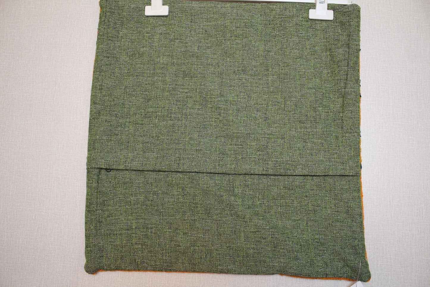 Handwoven Kilim Pillow Cover: Orange Geometric Tribal Rug Pillow